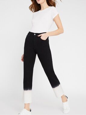 Alice + Olivia Stunning High Rise Straight Leg Ombre Tie Dye Jeans in Eclipse